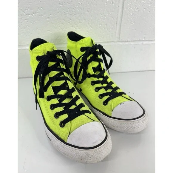 Converse High-Top Sneakers Neon Green and Black Men's Size 7 - Picture 2 of 9